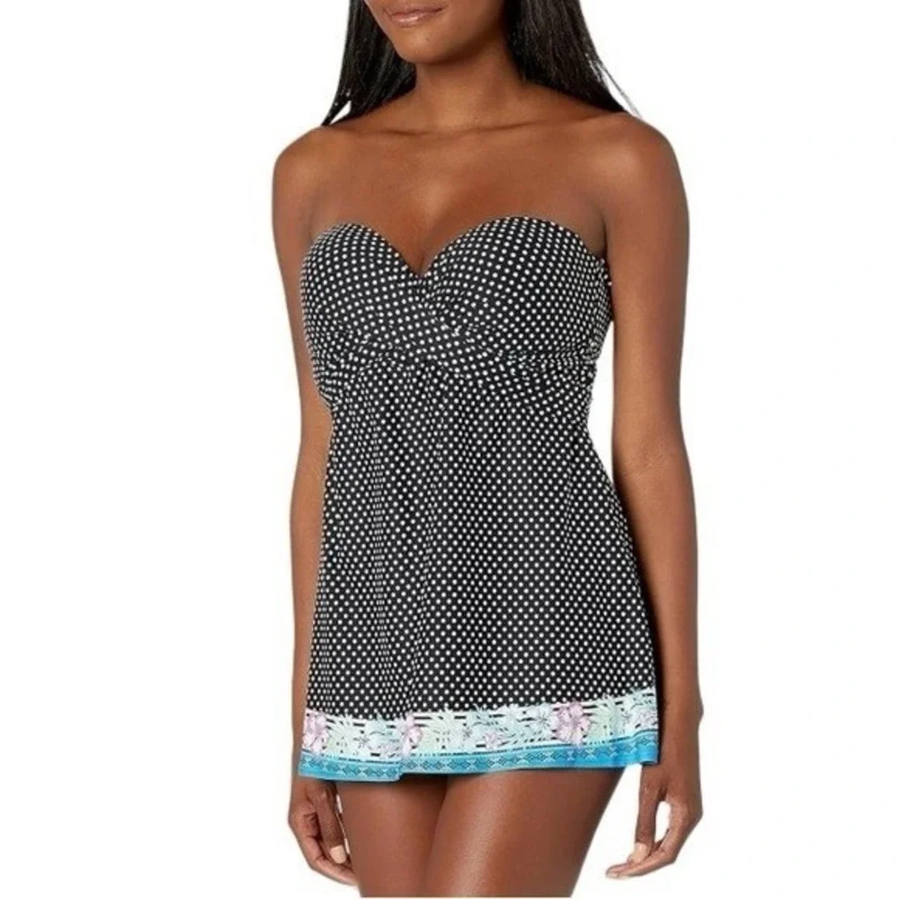 NWTD Coco Reef Five Way 36 38D Halter Underwired Polka Dot Swimsuit 130347 - Picture 3 of 7